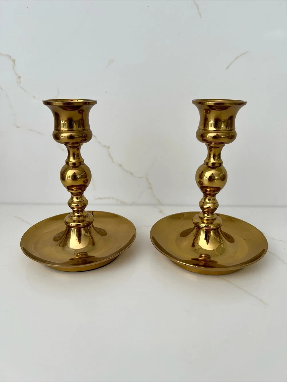 Carolina Brass Gold Candlestick Holders — Set of 2